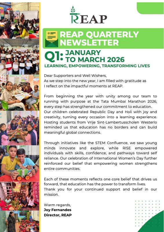 Cover of the REAP Quarterly Newsletter, Q1 2026