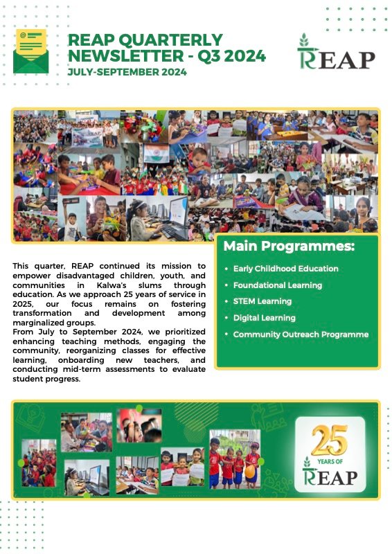 Cover of the REAP Quarterly Newsletter, Q3 2024