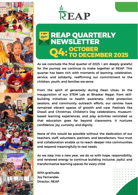 Cover of the REAP Quarterly Newsletter, Q4 2025